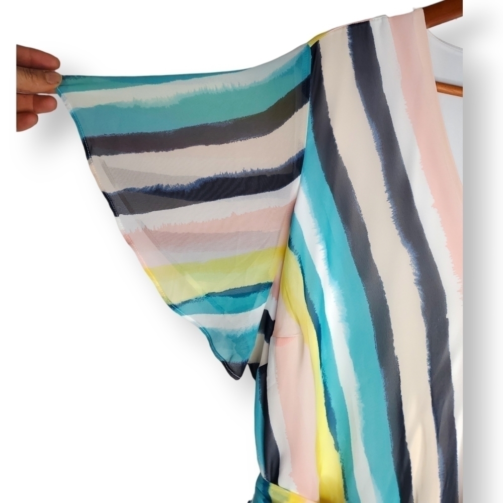 Lane Bryant Multi Color Stripe Surplice Midi Dress Plus Size 22/24 - Picture 5 of 11